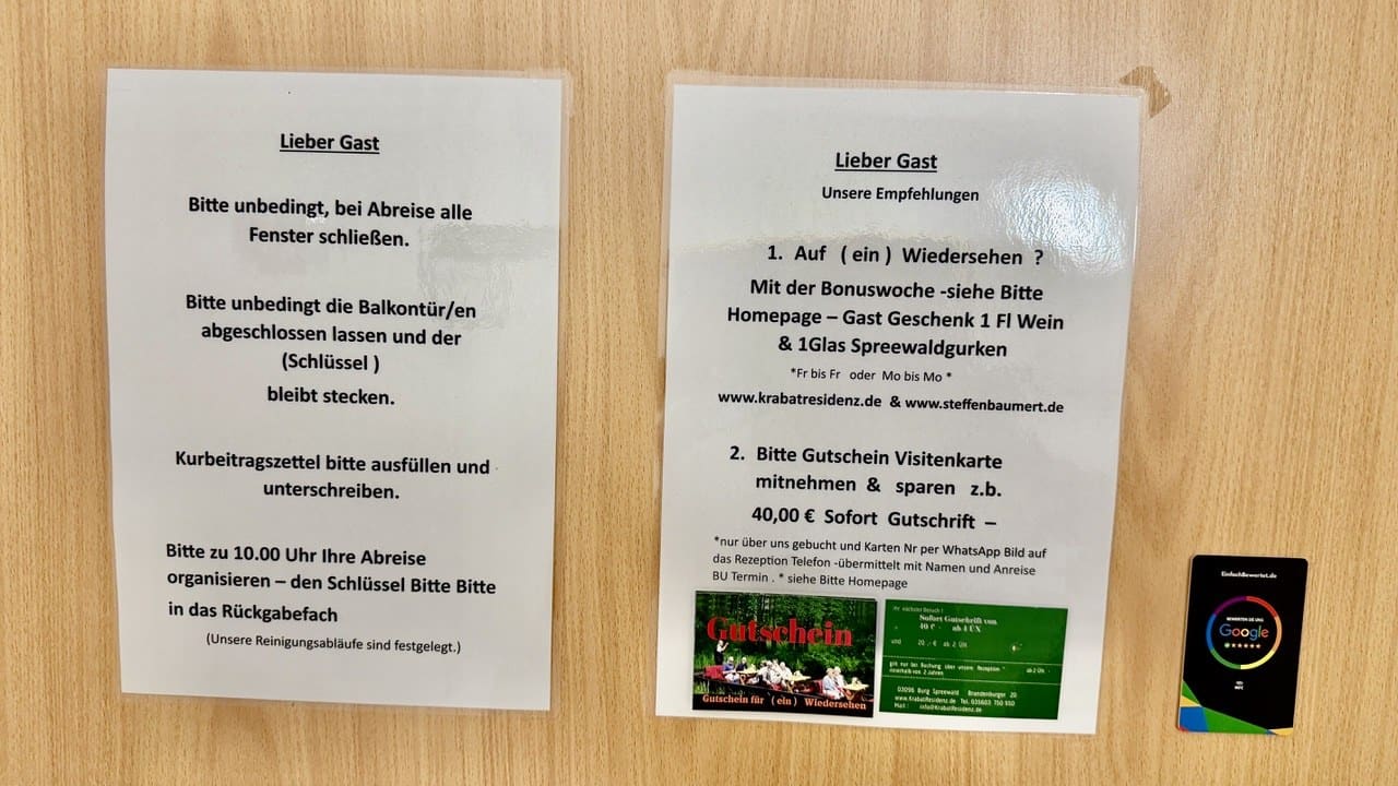 Gutschein für ein Wiedersehen in der KrabatResidenz